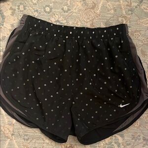 Nike Black and Gray Athletic Shorts with Polka Dot Pattern
